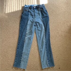 Two Tone High Rise Jeans